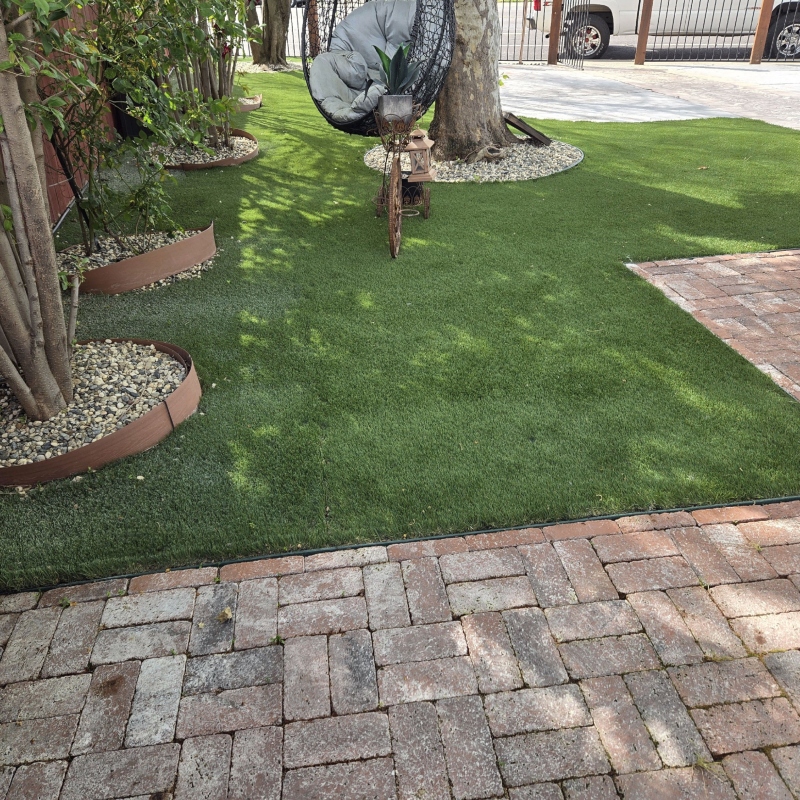 Elegant outdoor lighting illuminating a pathway and highlighting trees at dusk